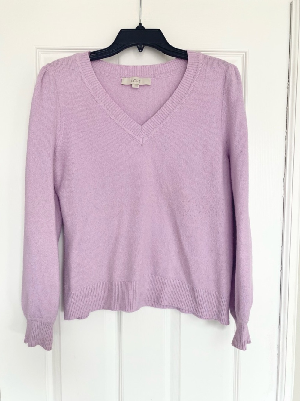 LOFT Lilac V-Neck Sweater - Women's Pastel Purple Knit